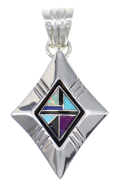 Sterling Silver And Multicolor Inlay Southwest Pendant YX67840